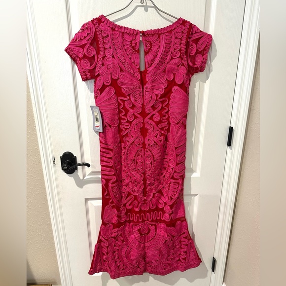 JS Collections Soutache Pink Tea-Length Midi Dress - Picture 8 of 11